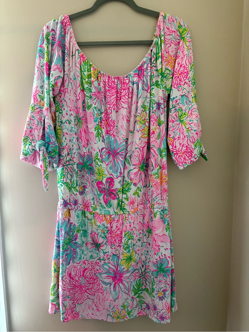Lilly Pulitzer Lana Skort Romper Paradise Found Off the Shoulder Pink Size Large - Picture 7 of 13